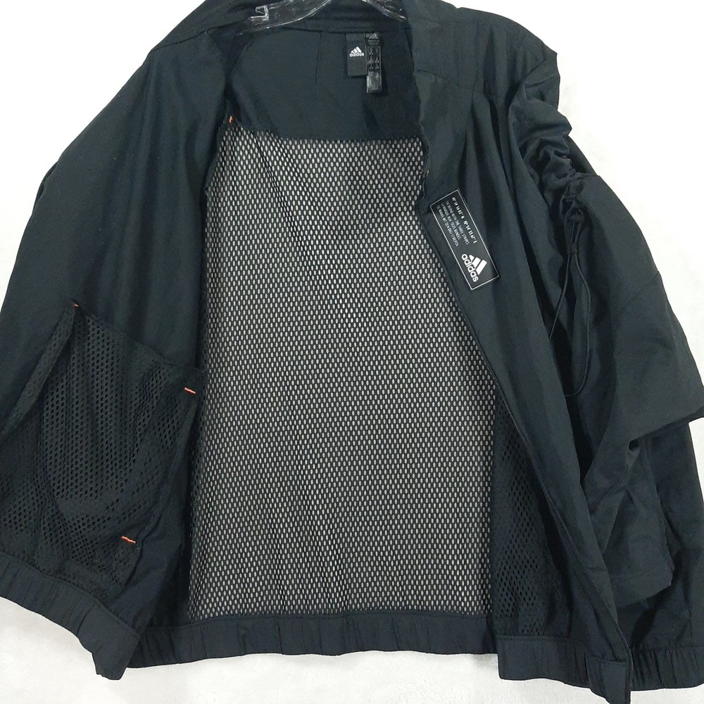 Adidas Primeblue Windbreaker Mens 4XL Black Full Zip Mesh Back Ruched Sleeves - Picture 11 of 16